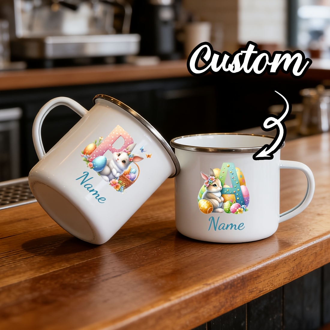 Coffee Equipment Gift - Personalized Mug Floral Initial Letter Name