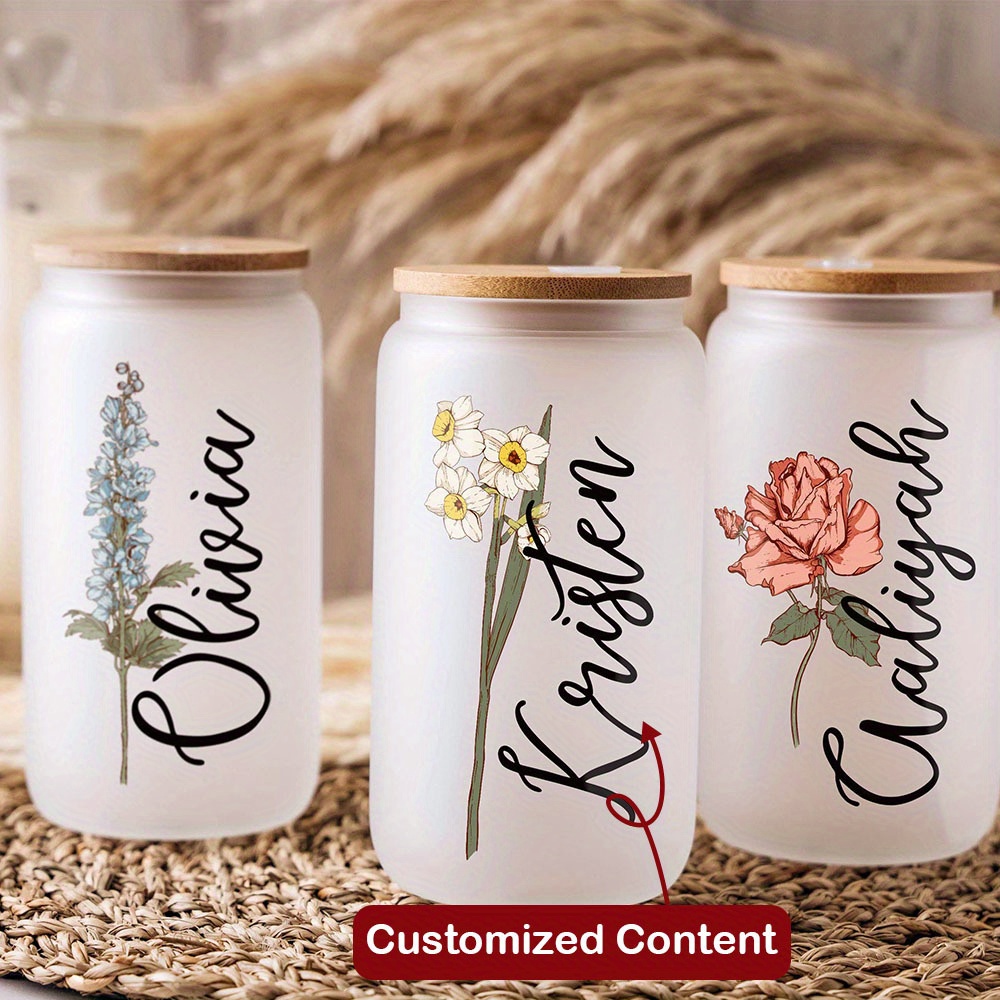 Custom Birth Flower Name Glass - Coffee Equipment Gift review and price