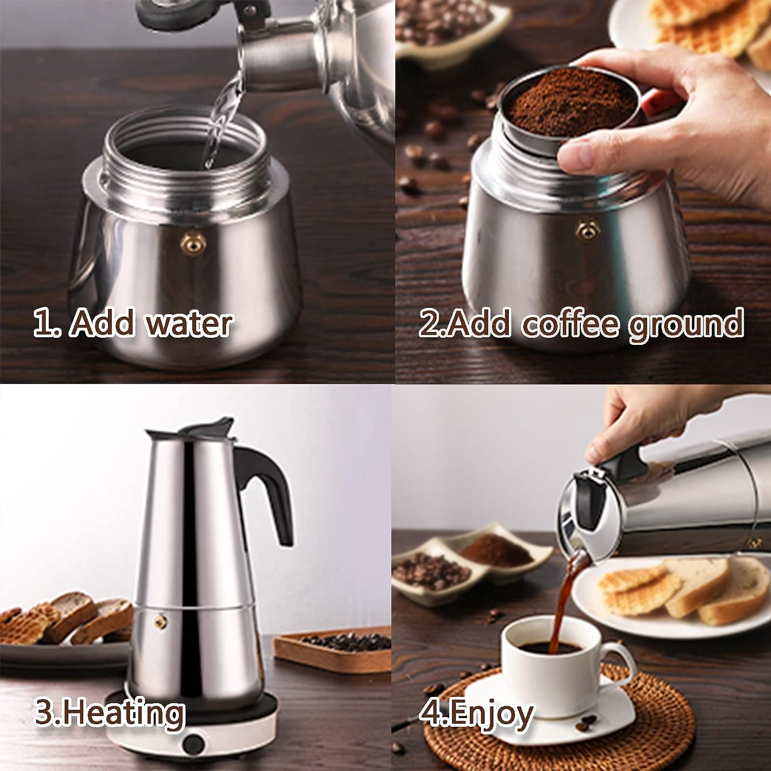 4/6/9 Cups Moka Pot Caffe Mach - Coffee Equipment For Sale review and price