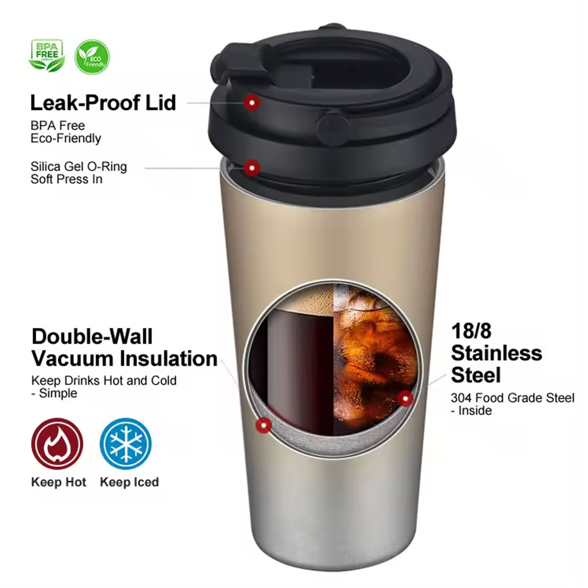 Insulated Travel Coffee Mug 16 - Coffee Equipment Gift review and price